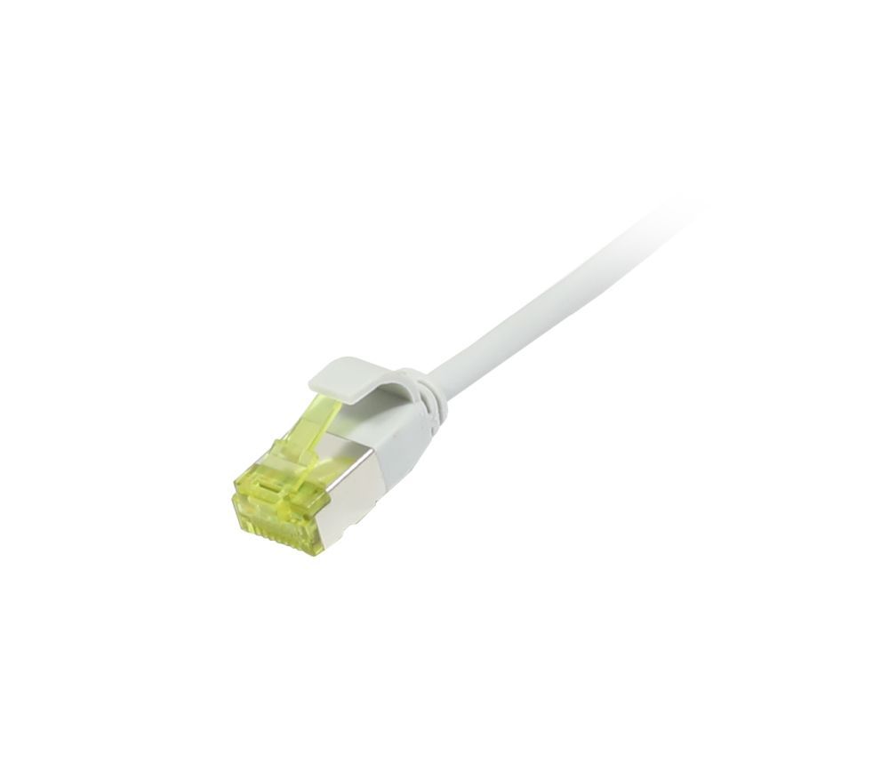 Patchkabel RJ45, CAT6A 500Mhz, 0.25m, grau, U/FTP, slimline rund d=3,8mm, TPE/LSZH(Superflex), AWG32, mit CAT7 Rohkabel, Synergy 21