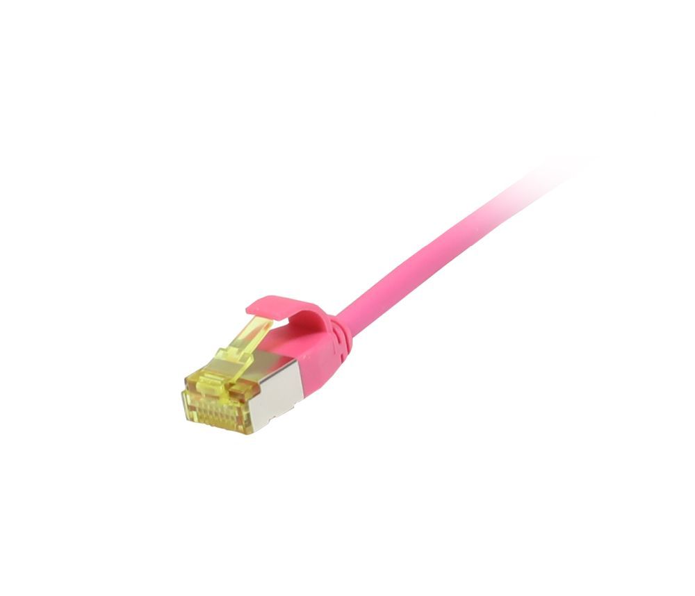 Patchkabel RJ45, CAT6A 500Mhz, 0.25m, magenta, U/FTP, slimline rund d=3,8mm, TPE/LSZH(Superflex), AWG32, mit CAT7 Rohkabel, Synergy 21