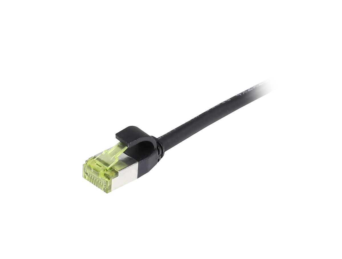 Patchkabel RJ45 CAT6A 500Mhz 025m schwarz SFTP slimline rund d45mm TPELSZHSuperflex AWG28 mit CAT7 Rohkabel Synergy 21