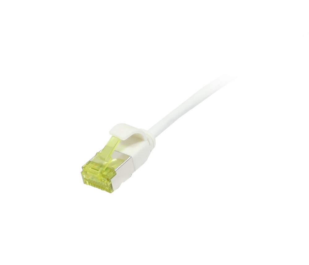 Patchkabel RJ45, CAT6A 500Mhz, 0.25m, weiss, U/FTP, slimline rund d=3,8mm, TPE/LSZH(Superflex), AWG32, mit CAT7 Rohkabel, Synergy 21