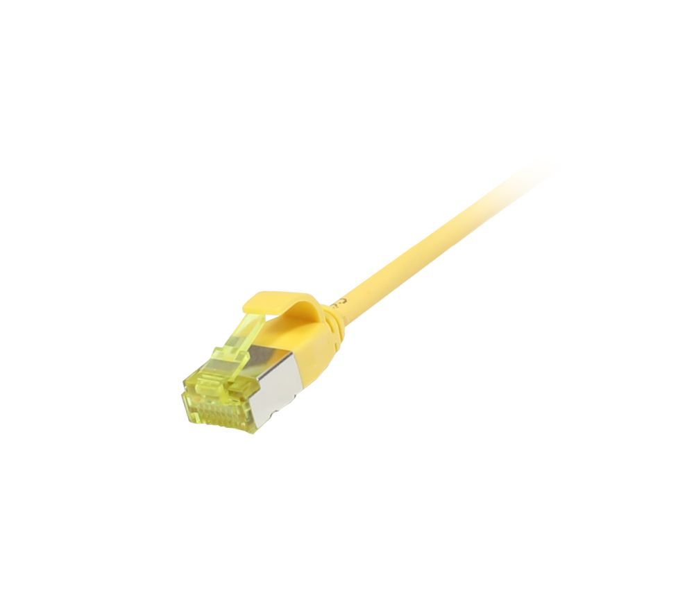 Patchkabel RJ45, CAT6A 500Mhz, 0.5m, gelb, U/FTP, slimline rund d=3,8mm, TPE/LSZH(Superflex), AWG32, mit CAT7 Rohkabel, Synergy 21