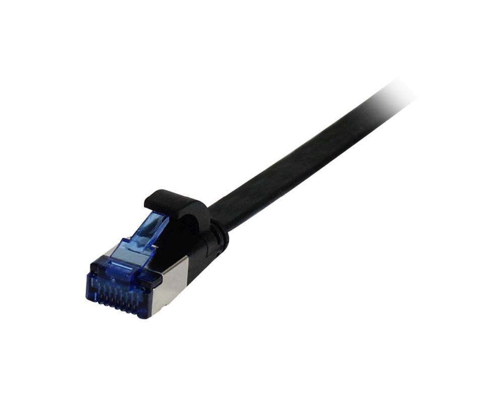 Patchkabel RJ45 CAT6A 500Mhz 10m schwarz UFTP flach TPESuperflex AWG32 Synergy 21