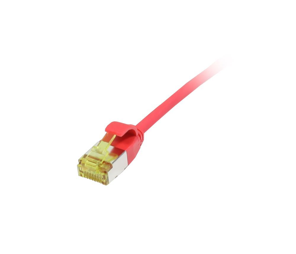 Patchkabel RJ45, CAT6A 500Mhz, 10m, rot, U/FTP, slimline rund d=3,8mm, TPE/LSZH(Superflex), AWG32, mit CAT7 Rohkabel, Synergy 21