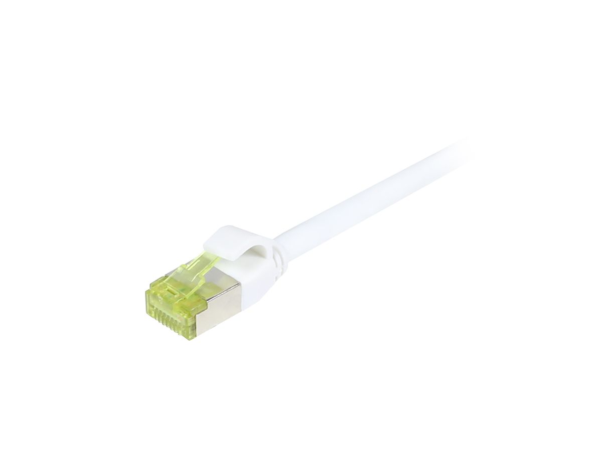 Patchkabel RJ45, CAT6A 500Mhz, 10m, weiss, S-STP(S/FTP), slimline rund d=4,5mm, TPE/LSZH(Superflex), AWG28, mit CAT7 Rohkabel, Synergy 21