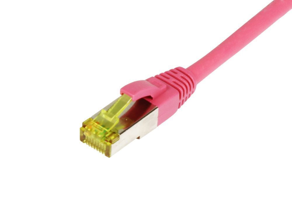 Patchkabel RJ45, CAT6A 500Mhz, 20m, magenta, S-STP(S/FTP), TPE/LSZH(Ultraflex), AWG26, mit CAT7 Rohkabel, Synergy 21