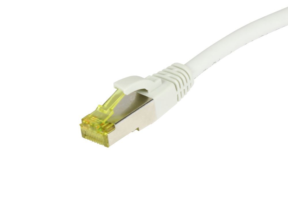 Patchkabel RJ45, CAT6A 500Mhz, 25m, weiss, S-STP(S/FTP), TPE/LSZH(Ultraflex), AWG26, mit CAT7 Rohkabel, Synergy 21