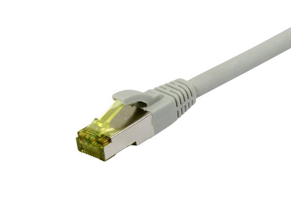 Patchkabel RJ45, CAT6A 500Mhz, 3m, grau, S-STP(S/FTP), TPE/LSZH(Ultraflex), AWG26, mit CAT7 Rohkabel, Synergy 21