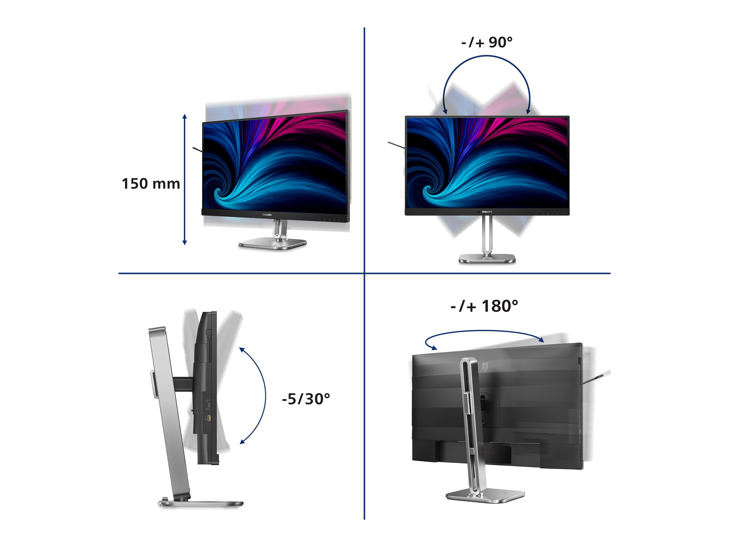 Philips 4000 series 27B2N4500/00 computer monitor 68.6 cm (27") 2560 x 1440 pixels Quad HD LCD Grey