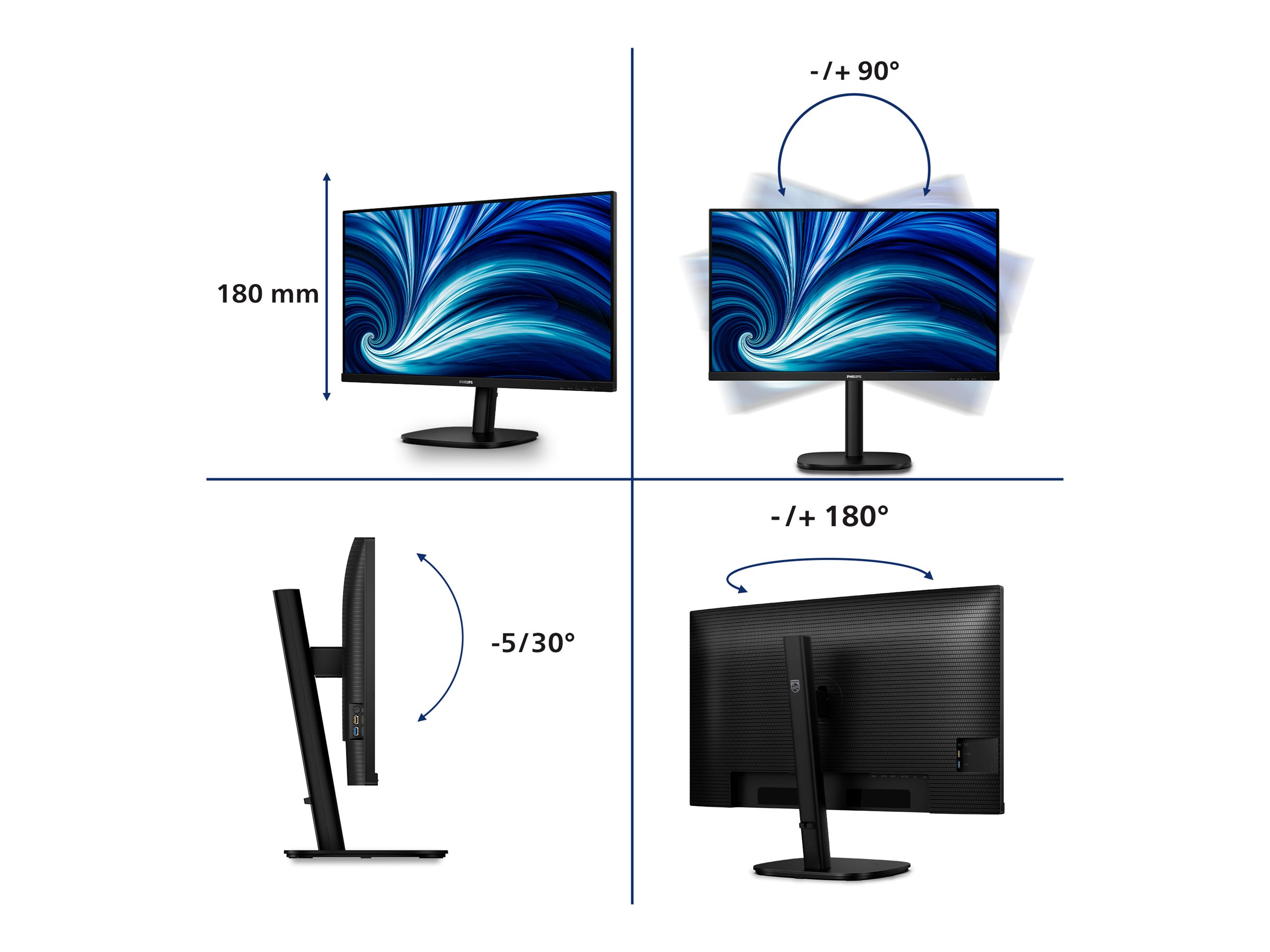 Philips 32B2U3601/00 computer monitor 80 cm (31.5") 2560 x 1440 pixels Quad HD LCD Black