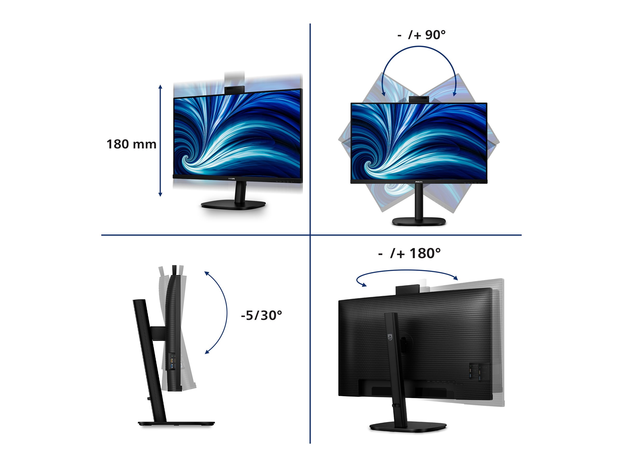Philips 3000 series 32B2U3601H/00 computer monitor 80 cm (31.5") 2560 x 1440 pixels Quad HD LCD Black