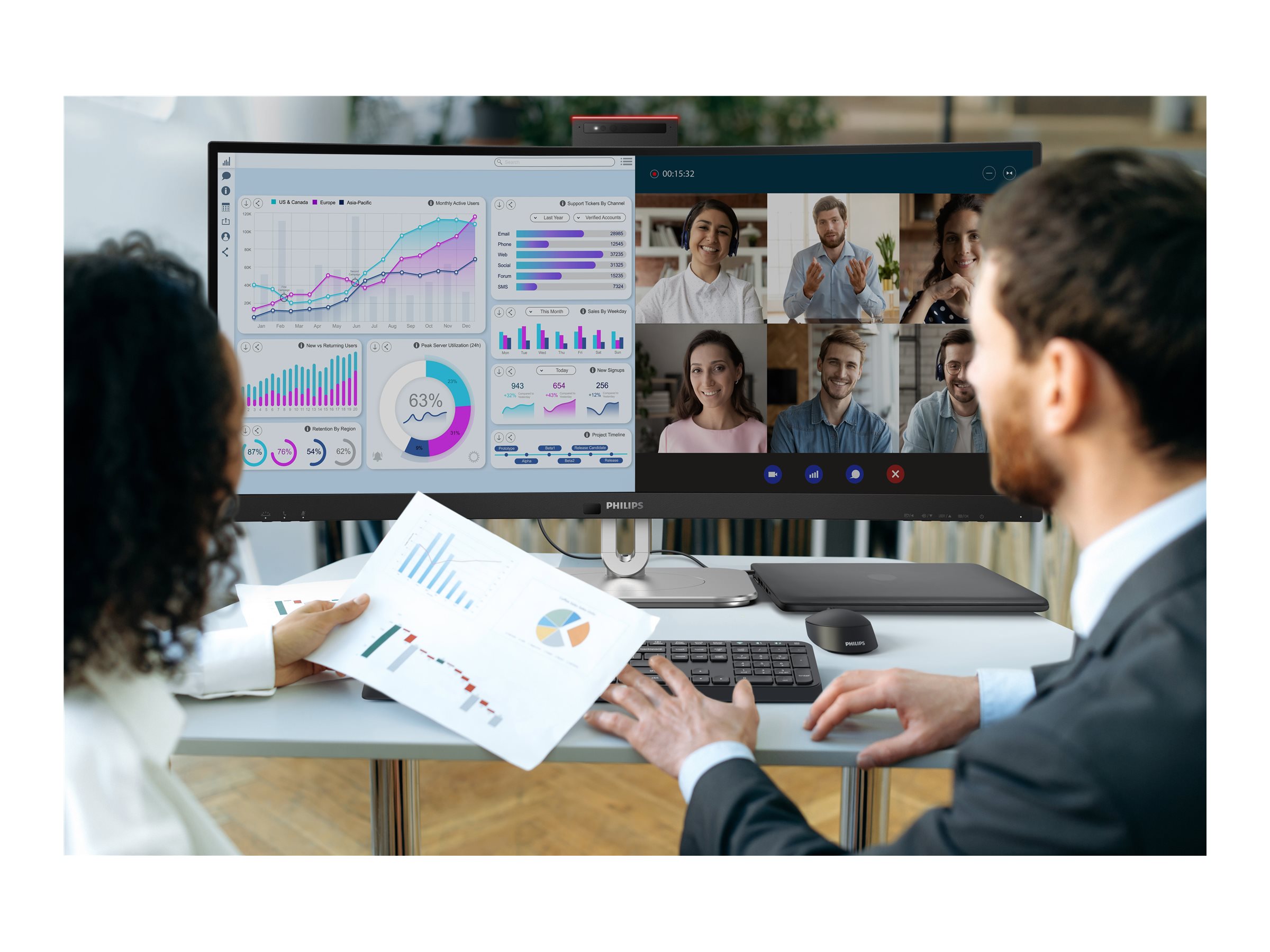 Philips 6000 series 34B2U6603CH/00 computer monitor 86.4 cm (34") 3440 x 1440 pixels Wide Quad HD LCD Grey