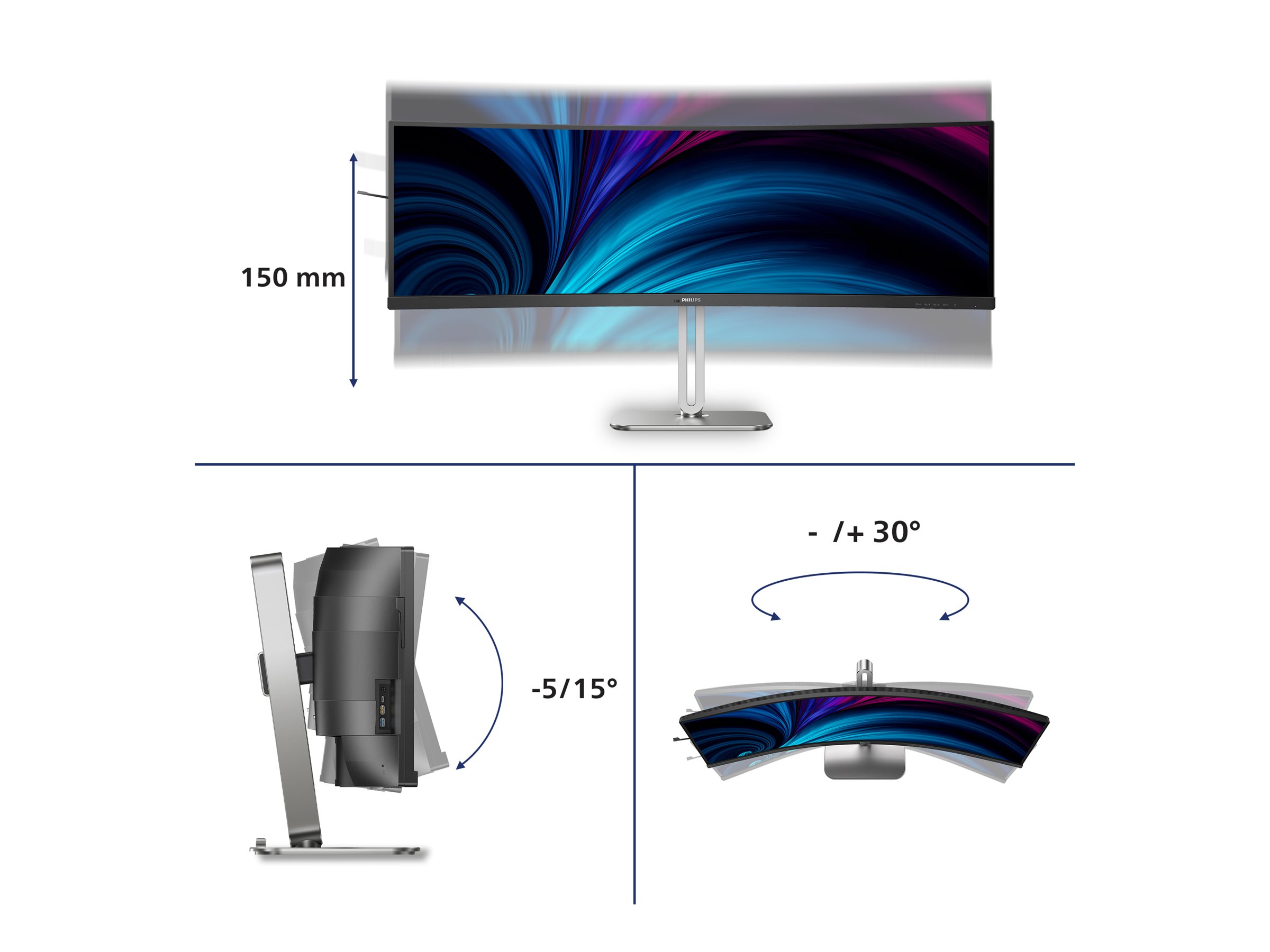 Philips 5000 series 49B2U5900C/00 computer monitor 124 cm (48.8") 5120 x 1440 pixels Dual QHD LCD Black