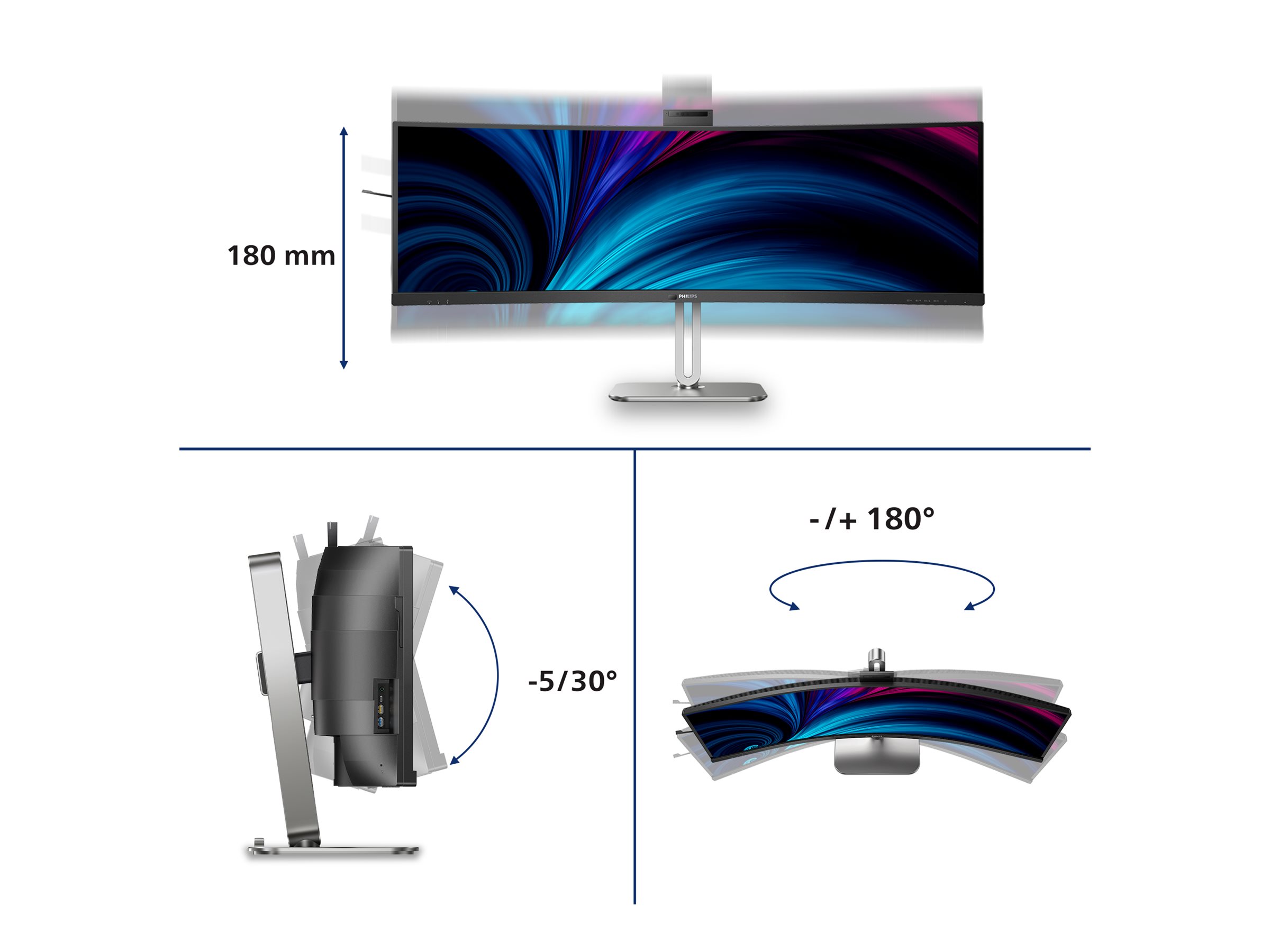 Philips 49B2U6903CH/00 computer monitor 124.5 cm (49") 5120 x 1440 pixels Dual QHD LCD Grey