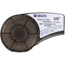 Brady White on Transparent Polyester tape for BMP21-PLUS; BMP21-LAB; BMP21; IDPAL; LABPAL 9.53 mm X 6.40 m