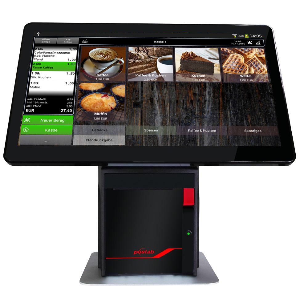 Poslab WP-8670 Android touch system 15.6", RK3368, 2GB/16GB, incl. integrated 80 mm receipt printer black