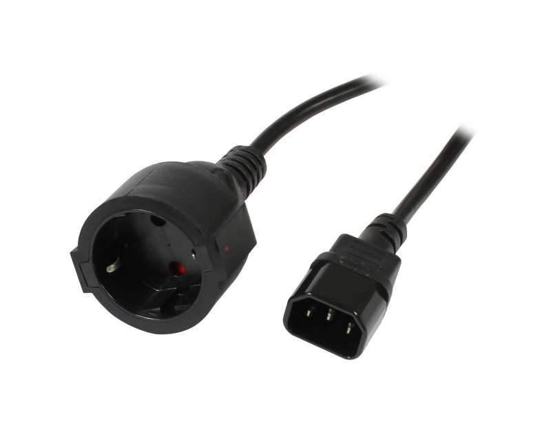 Power cable 230V cold devices C14 (plug)->protective contact CEE7 (socket), 1.8m, Synergy 21