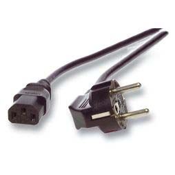 Power cable 230V protective contact CEE7 (plug)->cold devices IEC-C13 (socket), 0.7m, black, bulk goods