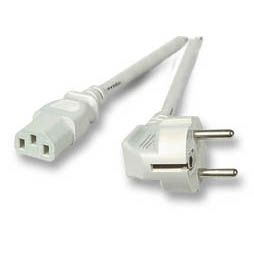 Power cable 230V protective contact CEE7 (plug)->cold devices IEC-C13 (socket), 5m, gray