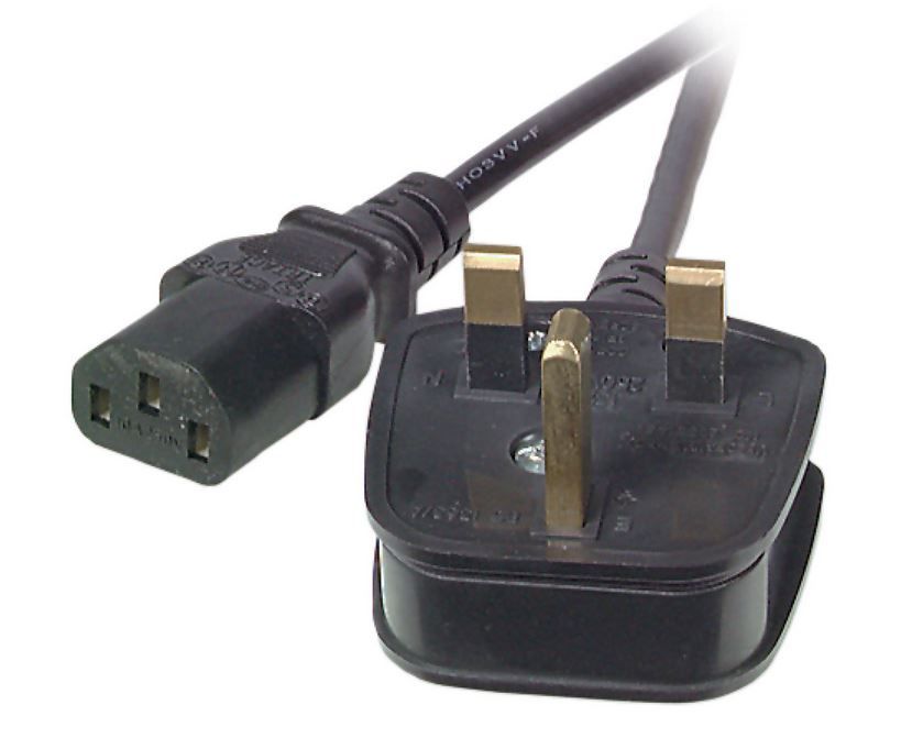 Power cable 230V UK plug/cold appliances IEC-C13 (socket), 1.8m, black