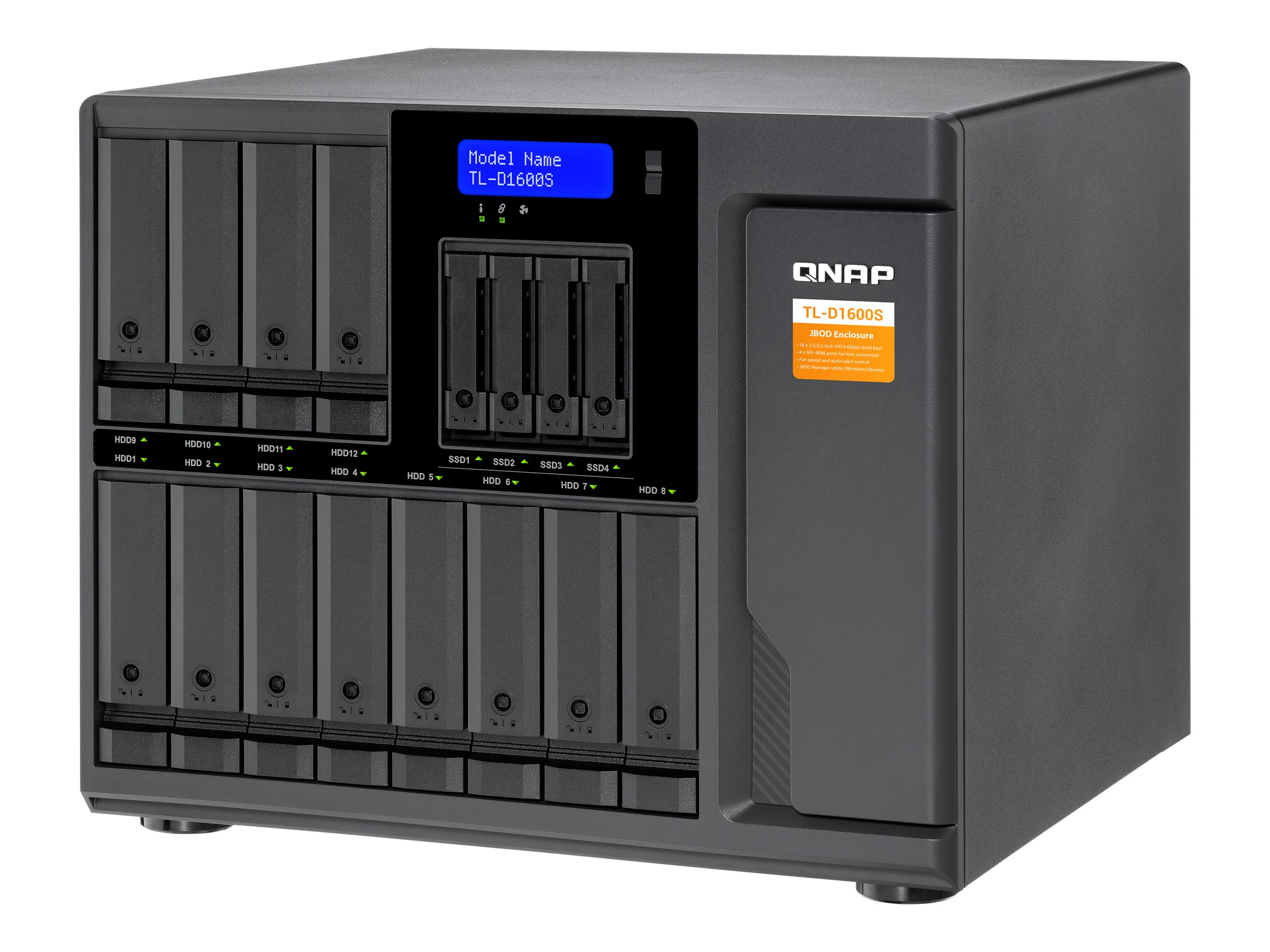QNAP TL-D1600S storage drive enclosure HDD/SSD enclosure Black, Grey 2.5/3.5"