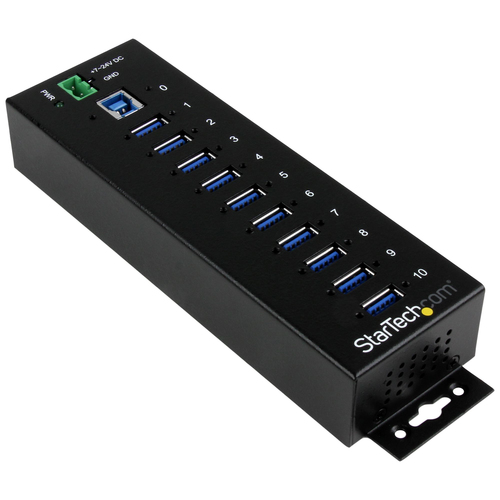 RUGGED METAL 10PORT USB 3.0 HUB DIN RAIL AND WALL-MOUNTABLE