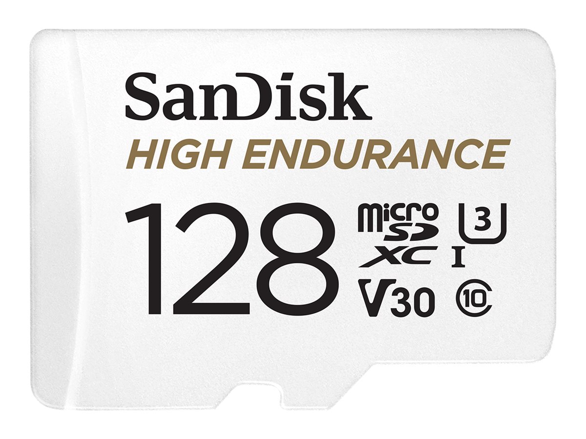 SANDISK 128GB High Endurance microSDHC Card with Adapter - for Dashcams home monitoring