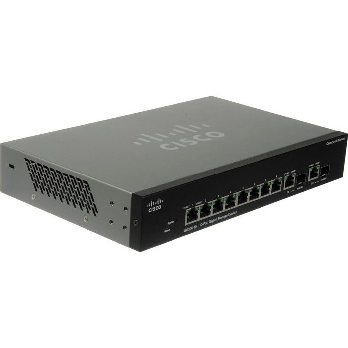 Cisco SB SG300-10, 8x RJ-45 10/100/1000 Mbit/s, 2x mini-GBIC (Combo SFP), IPv6, QoS