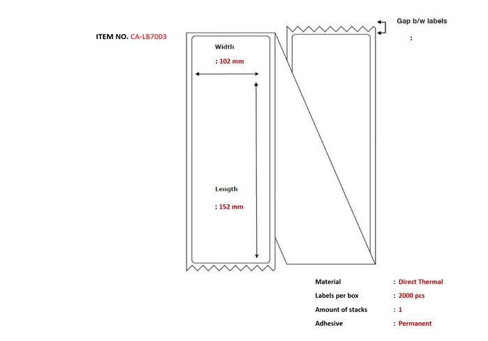 Capture Ship-label 102 x 152mm, Direct Thermal, Coated, Fanfold. 2000 labels per box