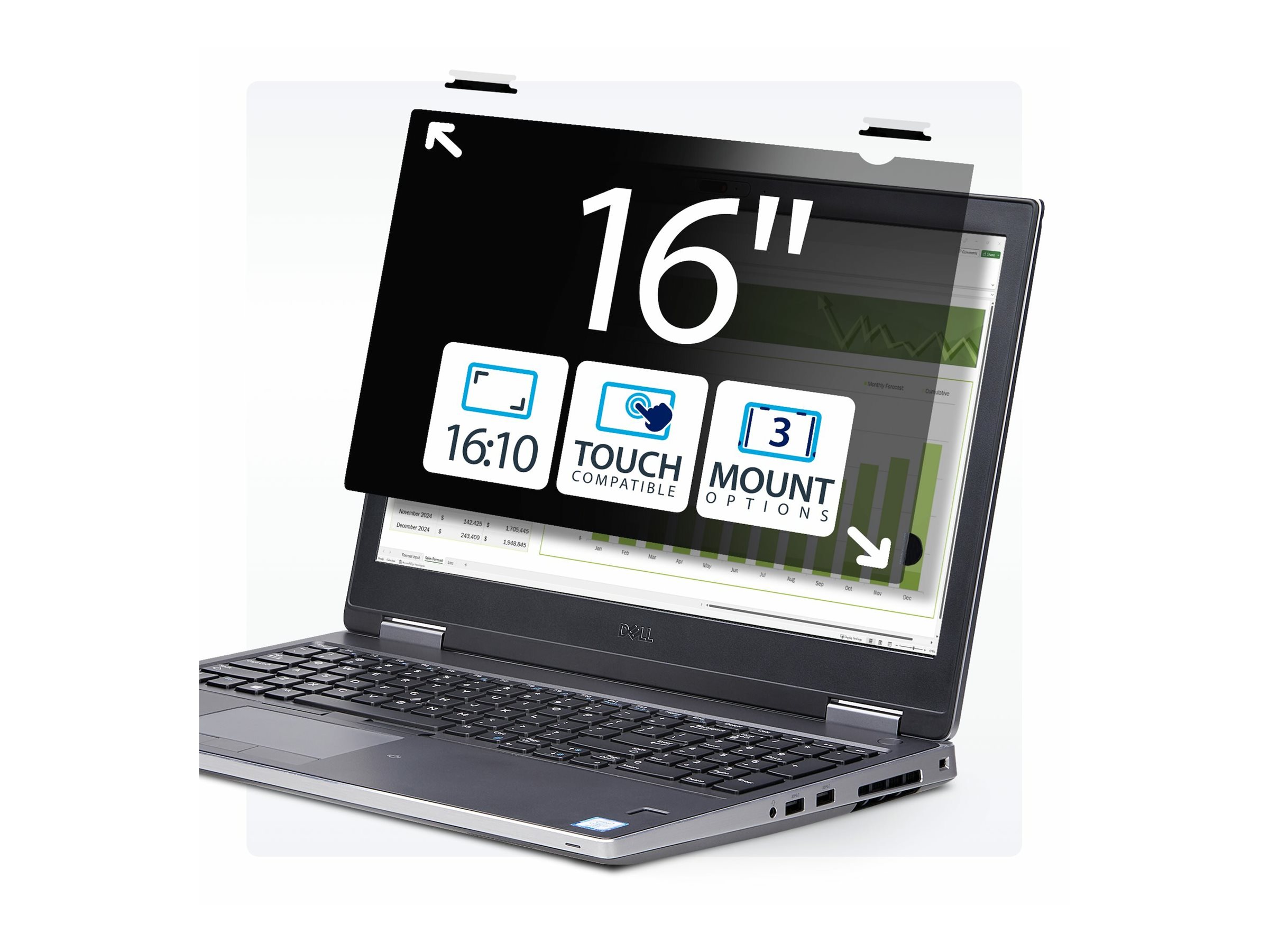 StarTech.com 16-inch 16:10 Flip-Up Privacy Screen with Touch, Anti-Glare Privacy Filter, Laptop Monitor Screen Protector with 51% Blue Light Reduction