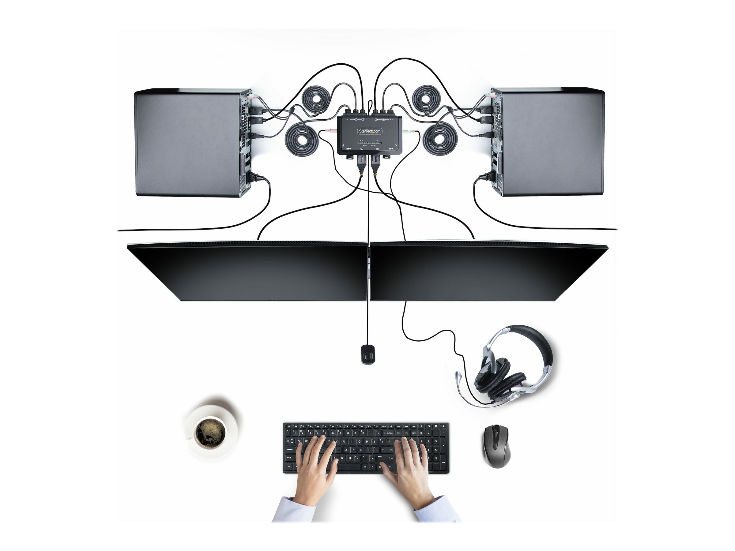 2-Port Dual-Monitor Cable KVM Switch