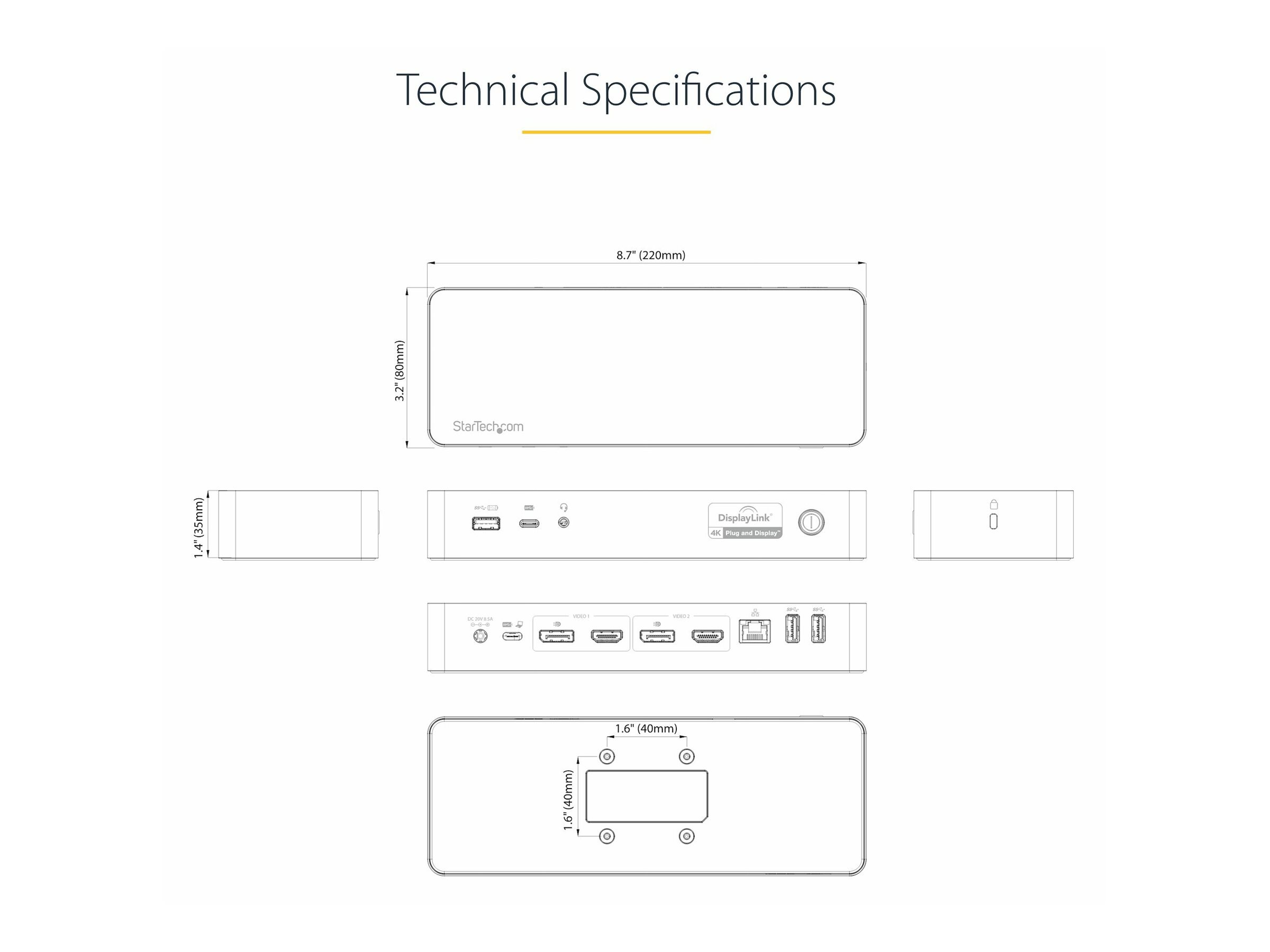 Dock USB-C USB 3.0 - Dual 4K - 100W PD