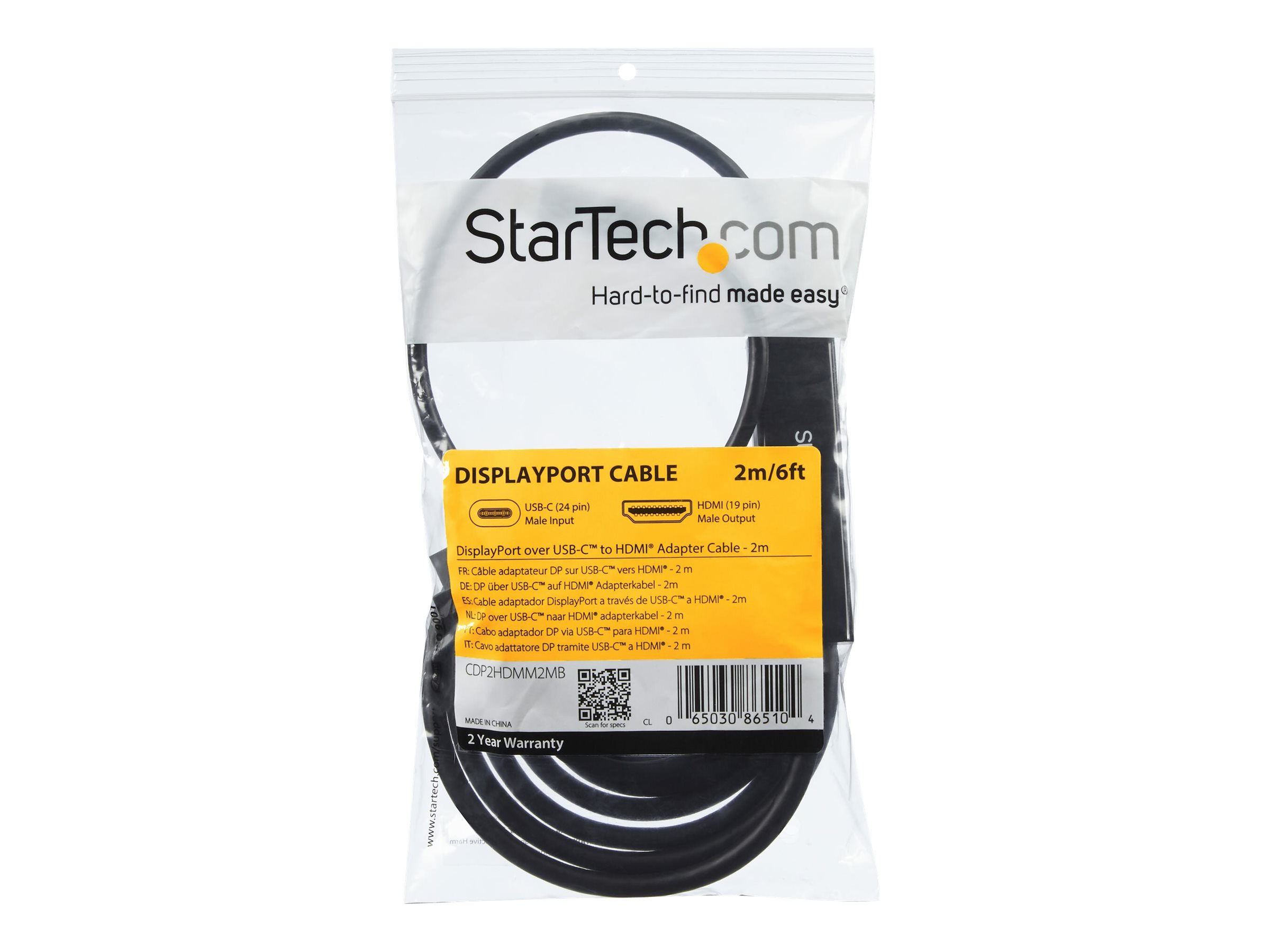 2m USB-C to HDMI Adapter Cable - 4K 30Hz