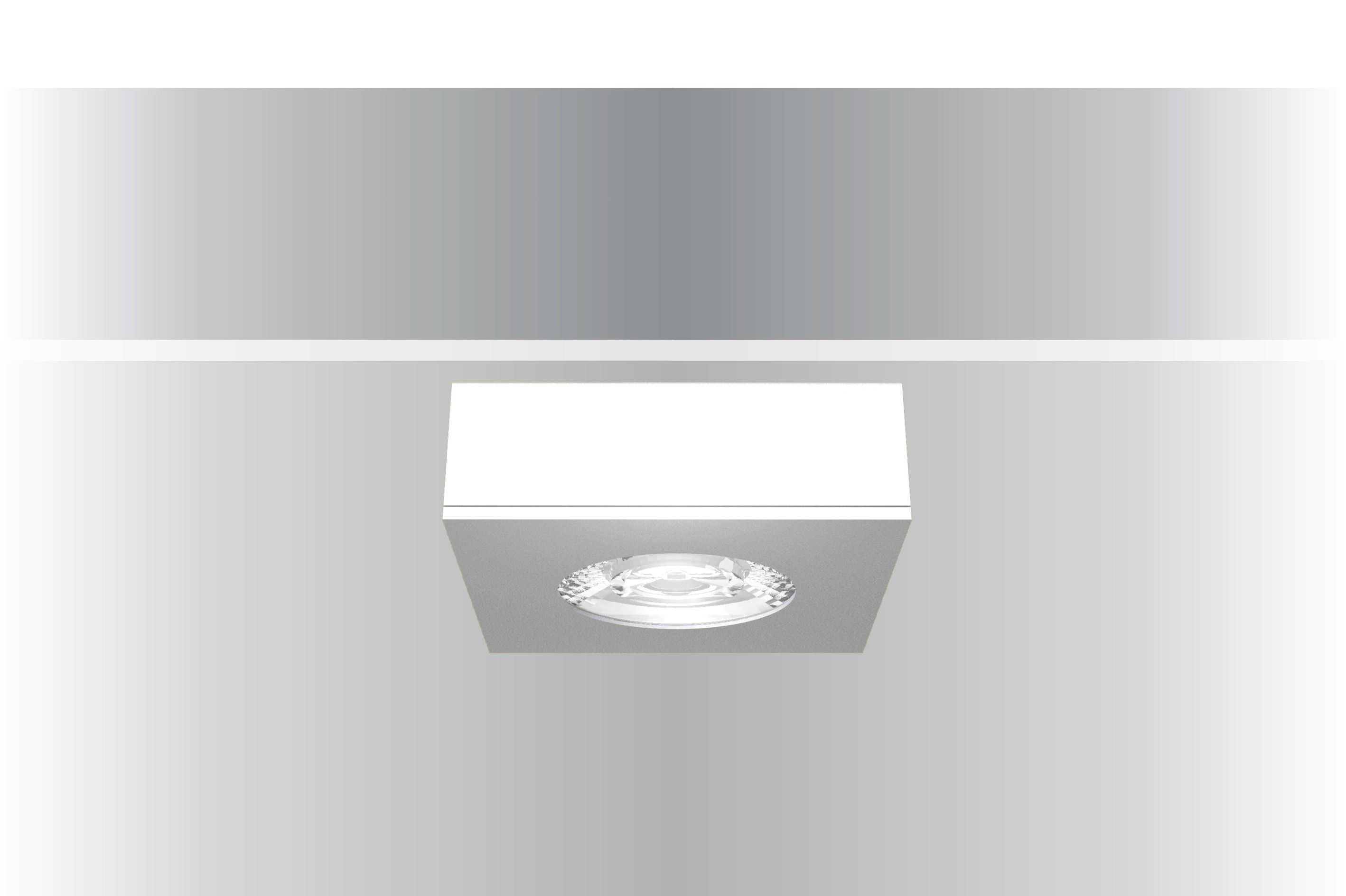 Synergy 21 LED Deckeneinbauspot Helios silber quadratisch Aufputzrahmen