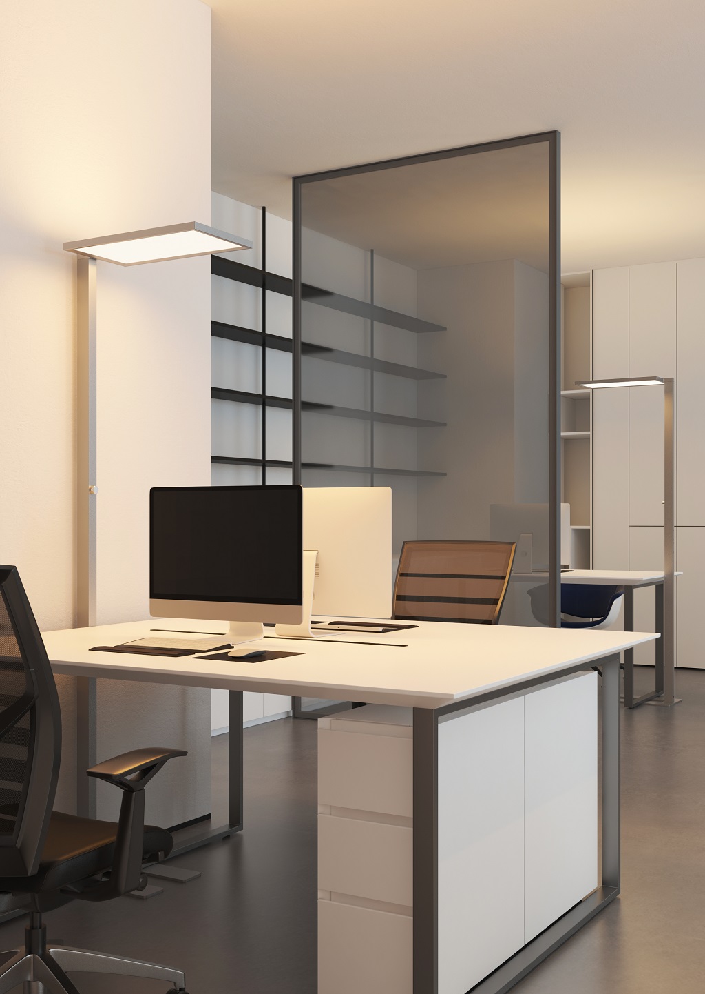 Synergy 21 LED office line Stehlampe Dike weiss dimmbar