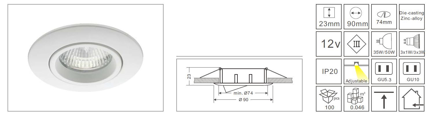 Synergy 21 LED Retrofit GU10 GX53 Deckeneinbausatz D09silber