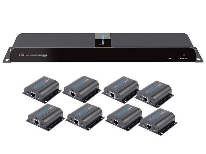 Techly 1x8 HDMI, CAT6/6a/7, IR, HDMI 1.3, 1920 x 1080px, HDCP 1.2, 24W, 2.236 kg