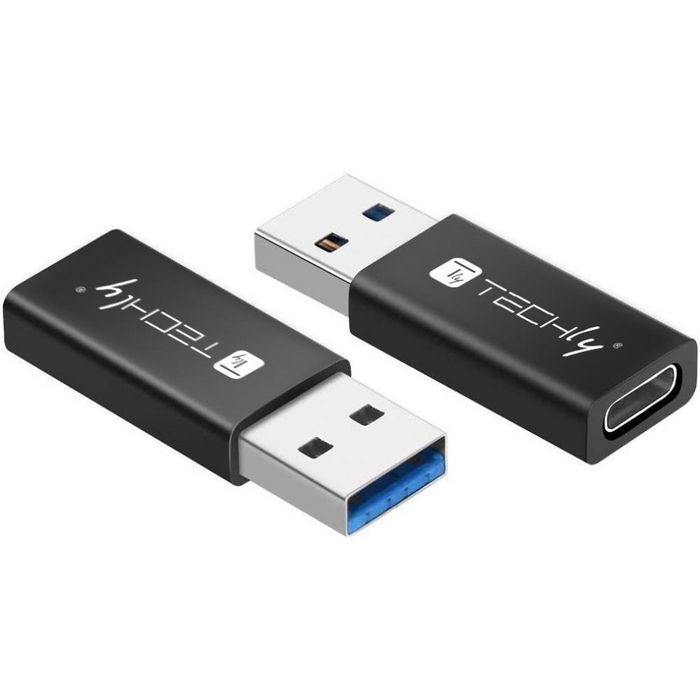Techly USB 3.0 USB A Male to USB-C Female Converter Adapter Black