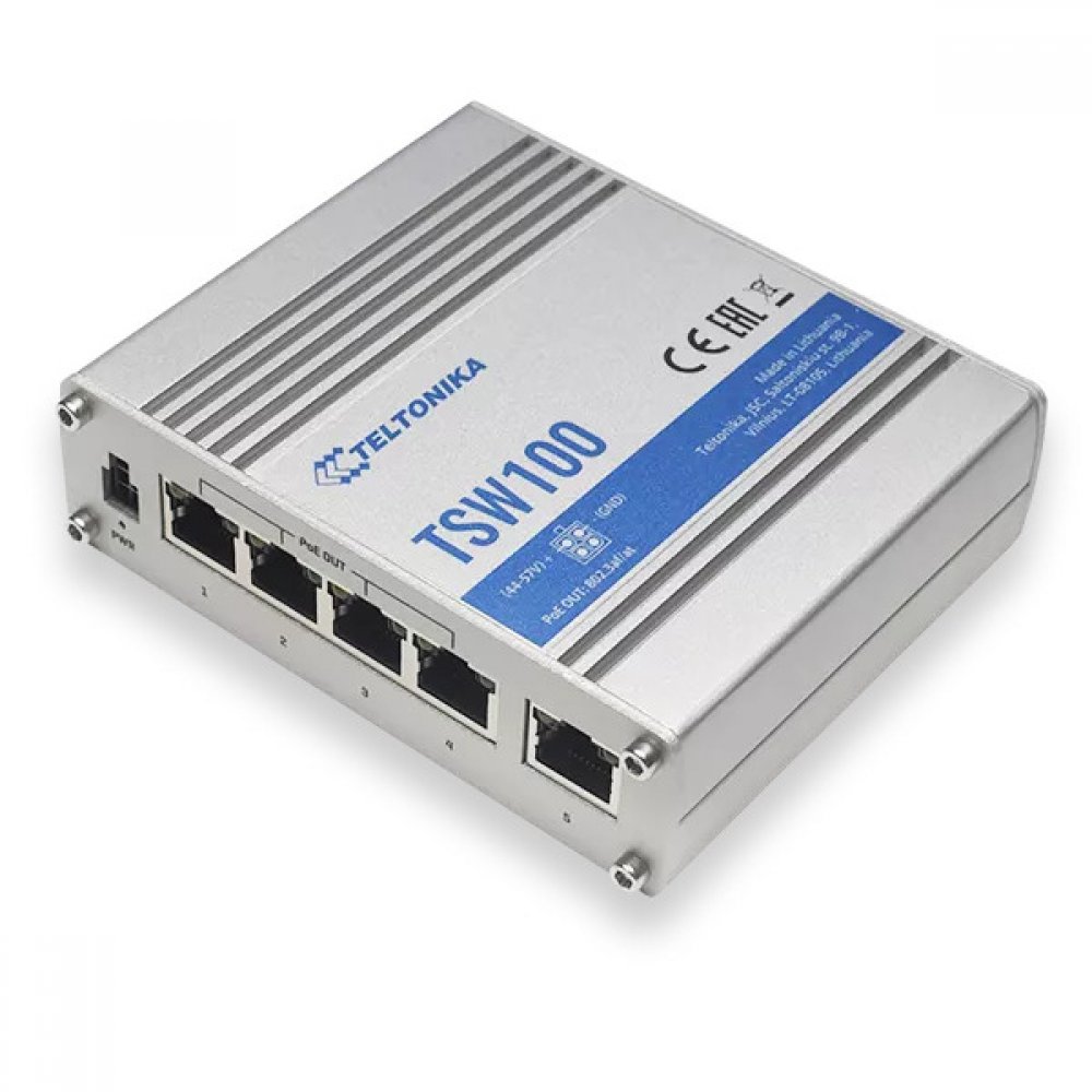 Teltonika Networks TSW100 (EU) PoE+ switch x5 ethernet ports