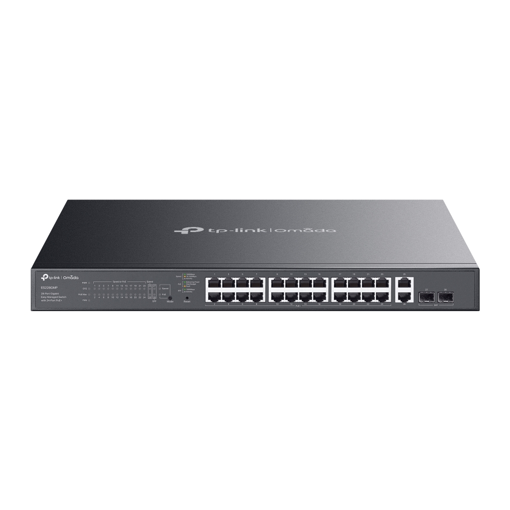 TP-Link Switch easy managed 28 Port &bull 24x 1 GbE PoE+ &bull 2x 1 GbE &bull 2x SFP &bull PoE Budget bis 384 Watt &bull 802.3at/af &bull 19? &bull Omada &bull 1U