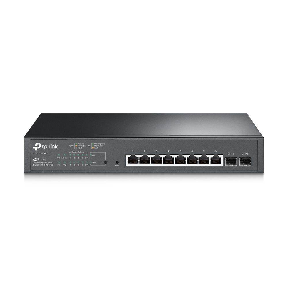 TPLinkSwitch full managed Layer2 10 Port 8x 1 GbE PoEBudget 150 Watt 8xPoEat 2x SFP 10 Omada SG2210MP