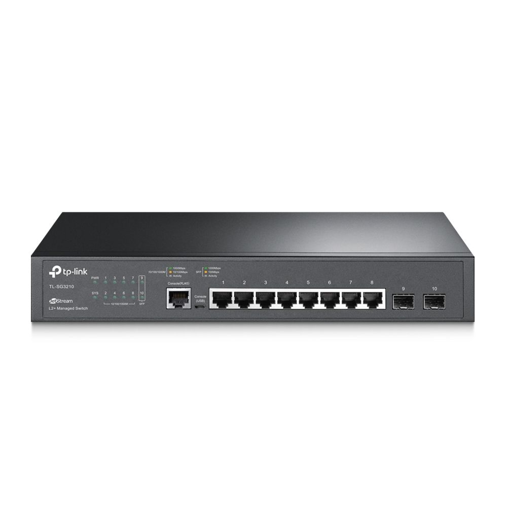 TP-Link Switch fully managed Layer2+ 10 Port • 8x 1 GbE • 2x SFP • 13" • Fanless, Omada • SG321