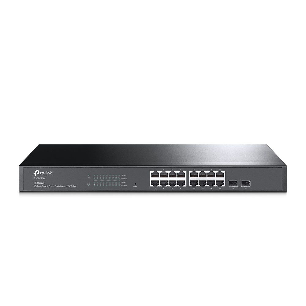TP-Link Switch fully managed Layer2 18 port • 16x 1 GbE • 2x SFP • 19" • Fanless, Omada • SG2218
