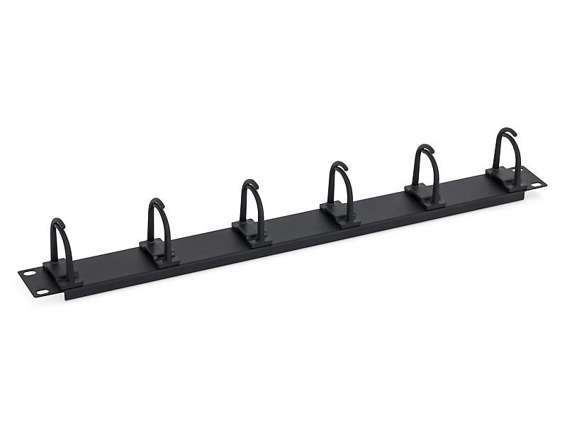 Triton 19" zbh. Cable management plate with 6 brackets, 1U, black, marshalling panel, t=53mm