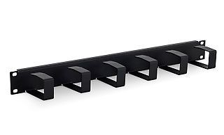Triton 19" zbh. Cable management plate with 6 metal brackets, 1U, black, marshalling panel
