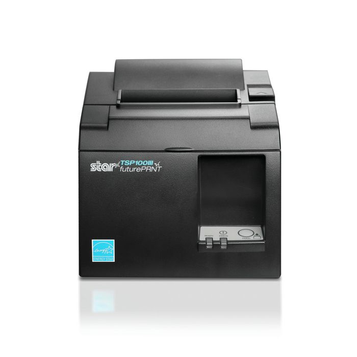 Star Micronics Star TSP143IIIU Thermal futurePRNT USB Receipt Printer, 80mm Wide Paper, 250mm/sec, 24VDC internal Power Supply, Autocutter, USB Interface with direct iPad / iPhone charging and data transfer, Grey EU & UK Version