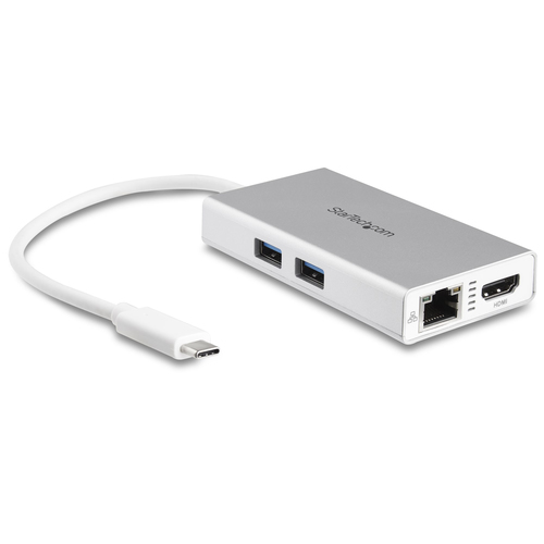 USB-C MULTIPORT ADAPTER WITH PD 4K HDMI GBE USB 3.0 - SILVER