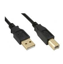InLine USB 2.0 Cable Type A male / Type B female black, gold plated, 5m