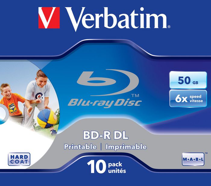 Verbatim BD-R DL 50GB 6x Wide Printable 10 Pack Jewel Case - No ID Brand