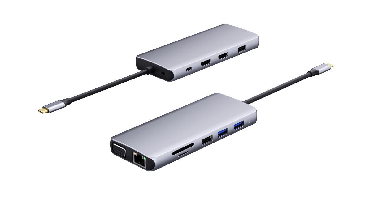 eSTUFF ES623009 interface hub USB 3.2 Gen 1 (3.1 Gen 1) Type-C 5000 Mbit/s Grey