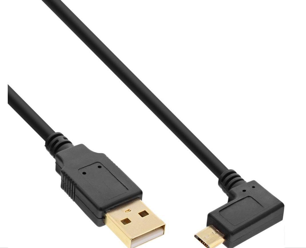 InLine Micro USB 2.0 Cable USB Type A male / Micro-B male, angled, black, 0.5m